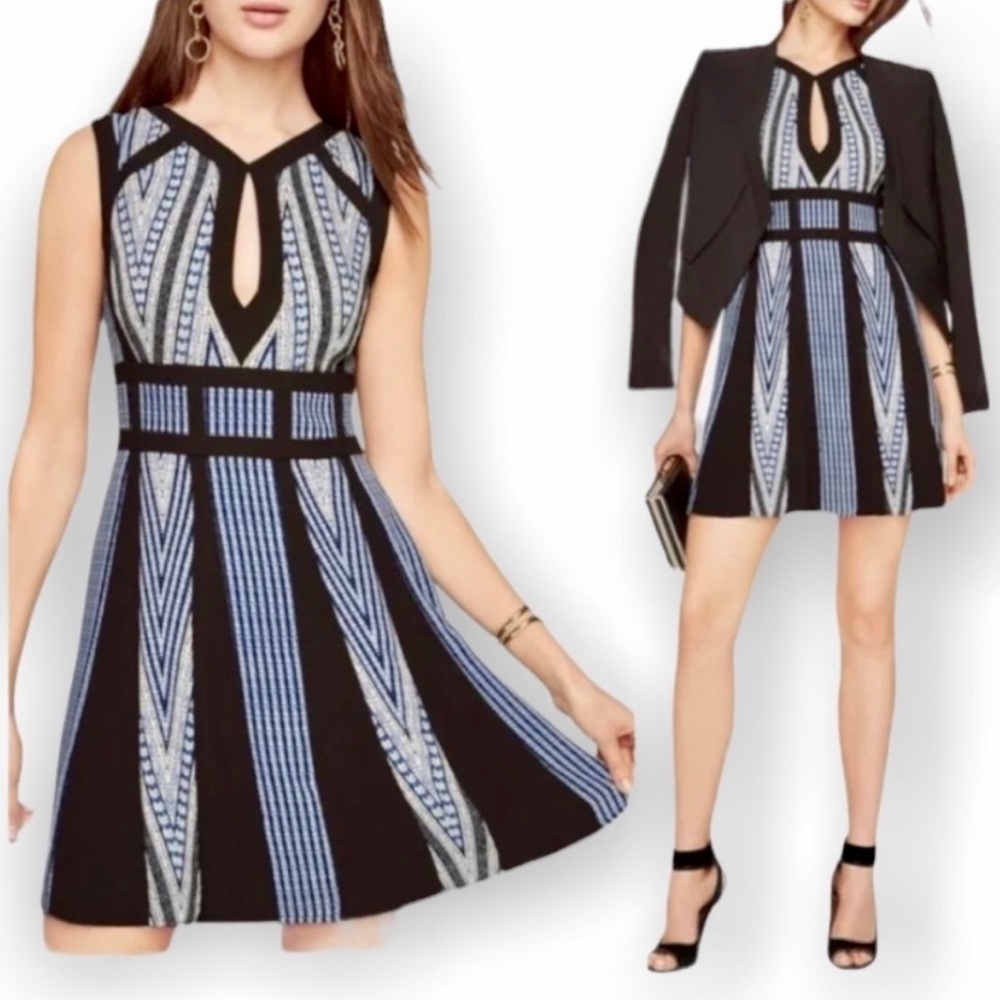 BCBGMaxAzria 2 Perla Fit & Flare Boho Print Sleeveless Dress